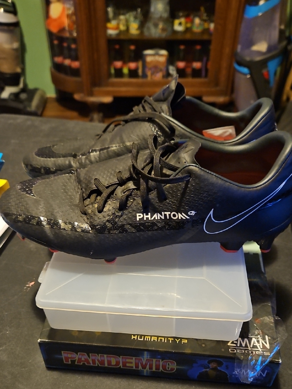 Nike Phantom GT Black Soccer Cleats with Red Stud Accents